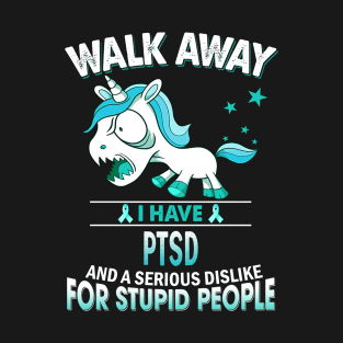 funny ptsd grumpy unicorn warrior T-Shirt