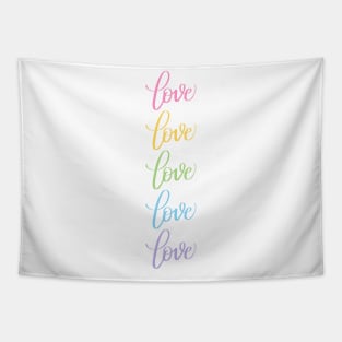 Love in Rainbow Colors Modern Calligraphy Lettering Tapestry