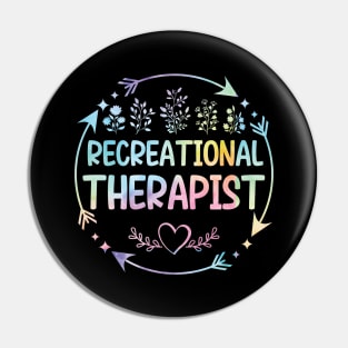 Recreational Therapist cute floral watercolor Pin