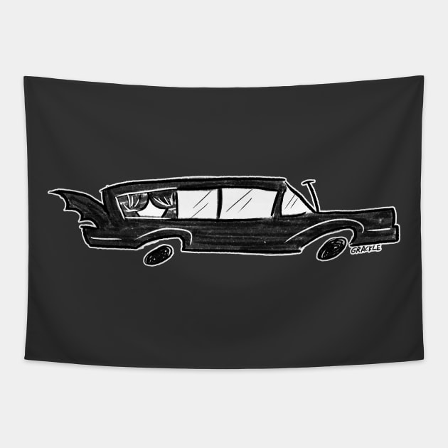 Retro Hearse Tapestry by Jan Grackle