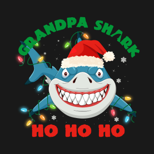 Grandpa Shark Ho Ho Ho Christmas T-Shirt