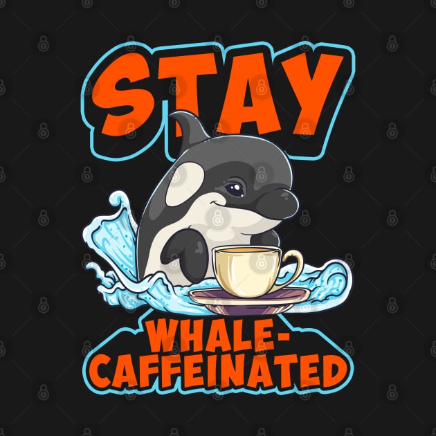 Whale Caffeinated Coffee Pun Men Women Funny Orca Coffee by KsuAnn