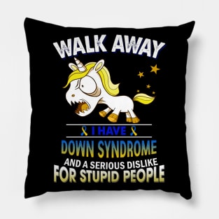 funny down syndrome grumpy unicorn warrior Pillow