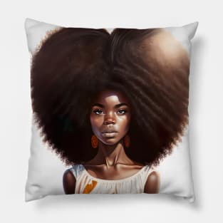 [AI Art] African sunset woman with big hair Pillow