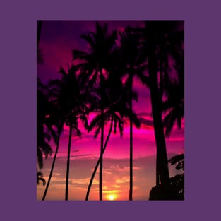 Palm Tree Sunset Horizon Digital Painting T-Shirt