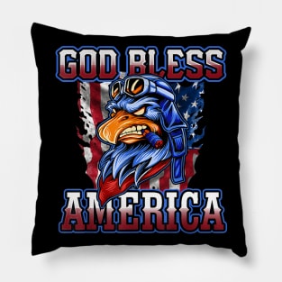 4th of July Patriotic Eagle God Bless America Independence Pillow