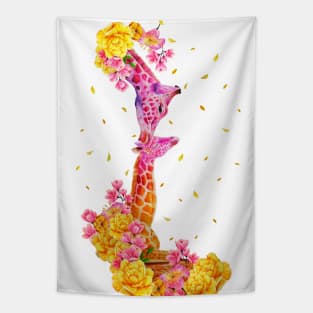 Full of love Giraffes Flowers Tapestry