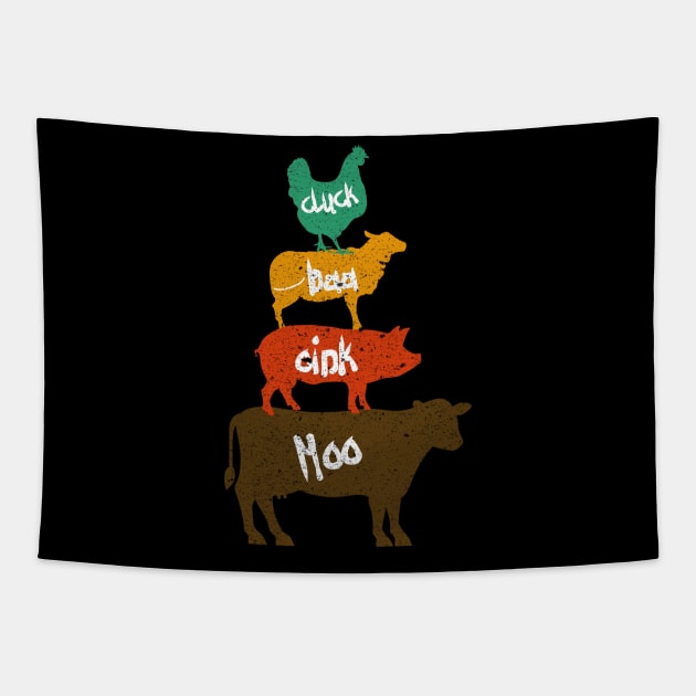 CLUCK BAA OINK MOO FARM ANIMALS Tapestry by AdelaidaKang