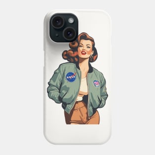 NASA Bombshell Patch Bomber Pin Up Girl Phone Case