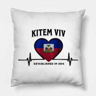 KITEM VIV (HAITI FLAG HEART) Pillow