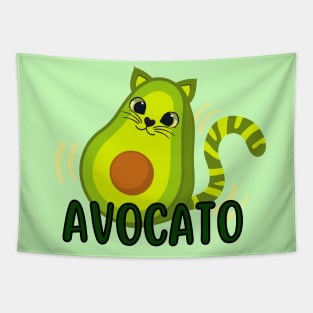 Avocato Cute and Funny Avocado Cat Pun Tapestry