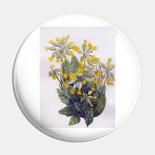 Cowslips watercolour painting Pin