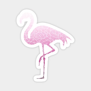 Ombre pink and white swirls doodles flamingo Magnet