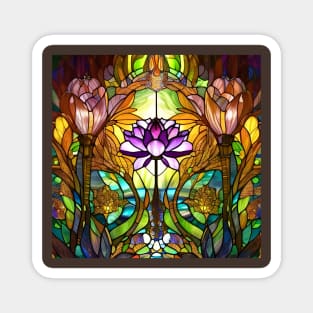 Stained Glass Lotus Flower Magnet