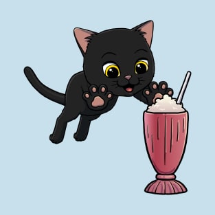 Bombay Cat excited to drink a Strawberry Milkshake T-Shirt