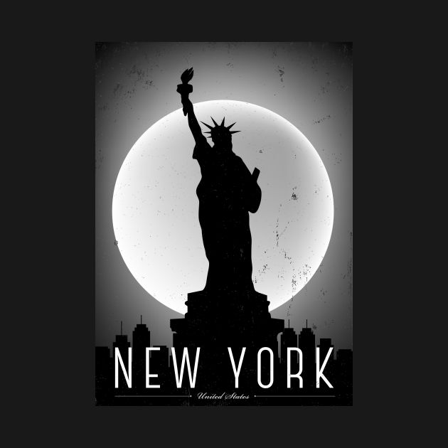 New York black and white poster by kursatunsal