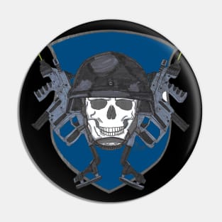 Special Ops Military Skull and Guns Pin