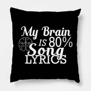 Music Lover - My brain is 80% song lyrics Pillow