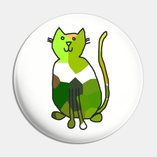 Green Crystal Cat Pin