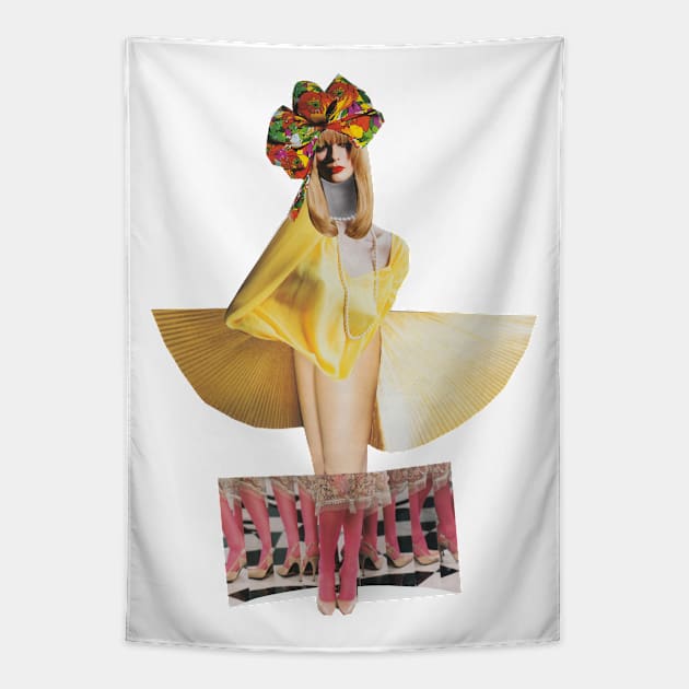 Yellow Dress Girl Tapestry by Luca Mainini