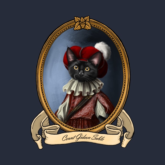 Renaissance Cat - Count Gideon Sable (A Black Cat) by JMSArt