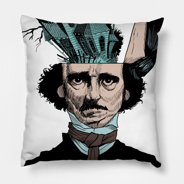 Edgar Allan Poe - imaginations Pillow by RudeOne