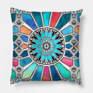 Iridescent Watercolor Brights on White Pillow