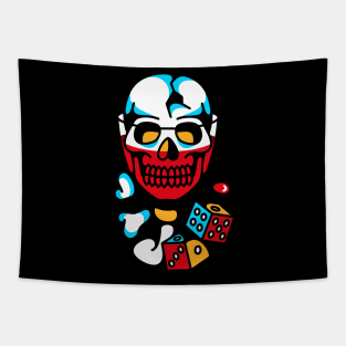 Skull glass and dice Tapestry