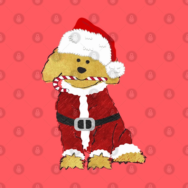 Christmas Goldendoodle Santa Claus by EMR_Designs