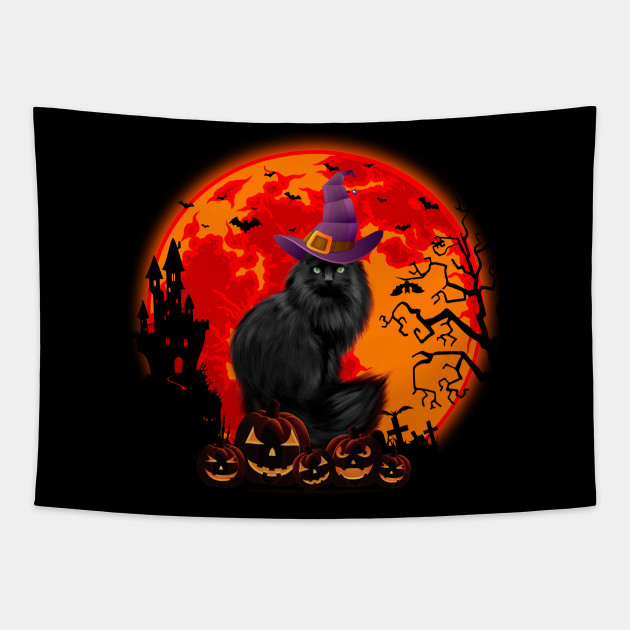 Vintage Scary Halloween Black Cat Costume Witch Hat Scary