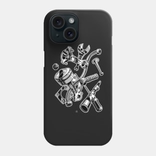 Machine parts and tools illustration part 1 - engine Phone Case