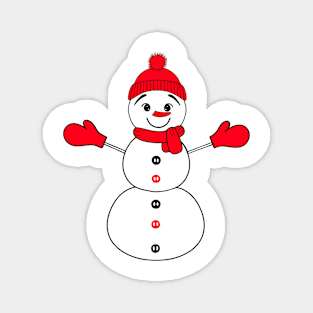 Red Mittens Snowman Christmas Magnet