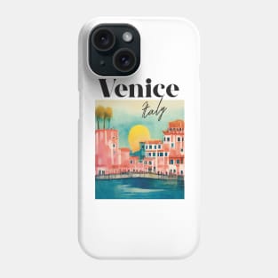 Venice Landscape Italy Travel Poster Retro Wall Art Illustration Phone Case