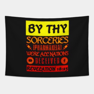 Revelation 18:23 By thy Sorceries Pharmakeia Vintage Sunset Tapestry