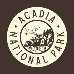 Acadia National Park (Circle) - Birds (Tan) T-Shirt