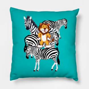 Lion with Zebras Pillow