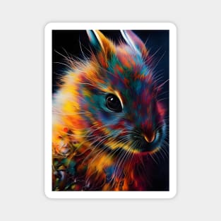 Colorful Year of the Rabbit 01 - Chinese Lunar Year Zodiac Sign or Easter Bunny Digital AI Art Magnet