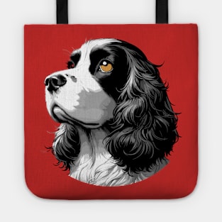 Stunning and Cool English Cocker Spaniel Monochrome and Gold Portrait for Father's Day Tote