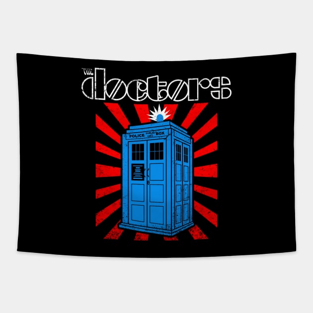 Cool Retro Time Travelling Sci-fi 60's Band Logo Parody Gift Tapestry by BoggsNicolas