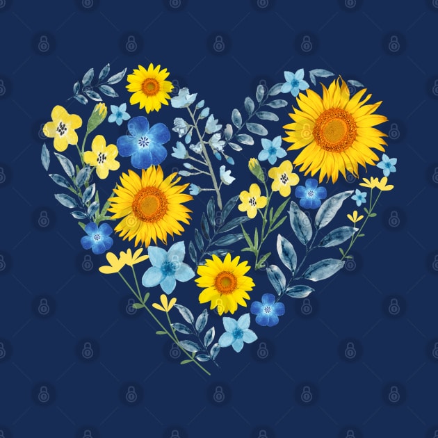 I stand with Ukrainian, sunflowers and hearts, peace not war. by WhaleSharkShop