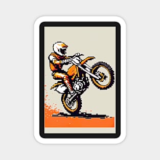 Dirt bike sweet wheelie - pixel art style orange and tan Magnet