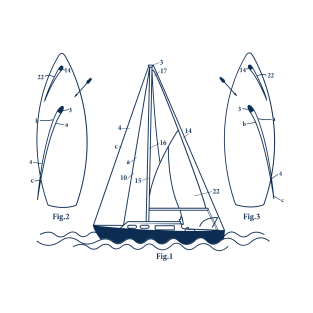 Boat Blueprint Captain Sailing T-Shirt