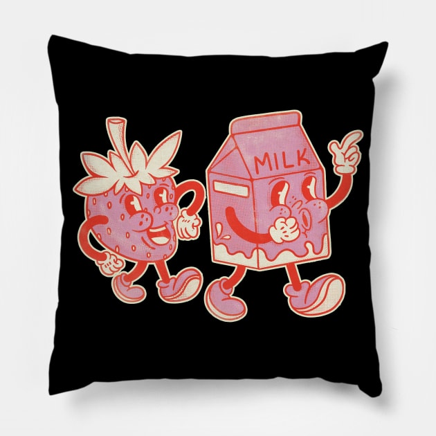 Strawberry milk Pillow by Sasshhaaaart