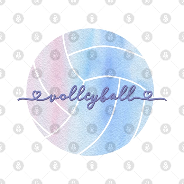 I Love Volleyball Watercolor Aesthetic Pastel Pink, Purple and Blue by YourGoods