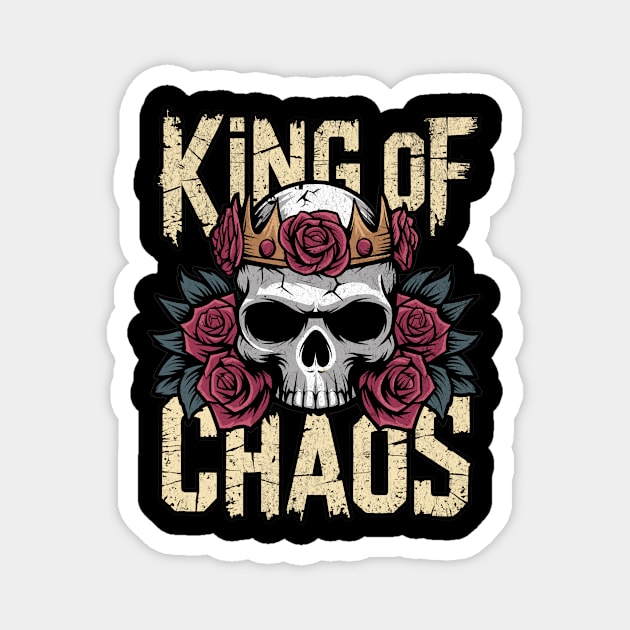 King of Chaos Skull Rose Crown Design Magnet by Designed By Marty
