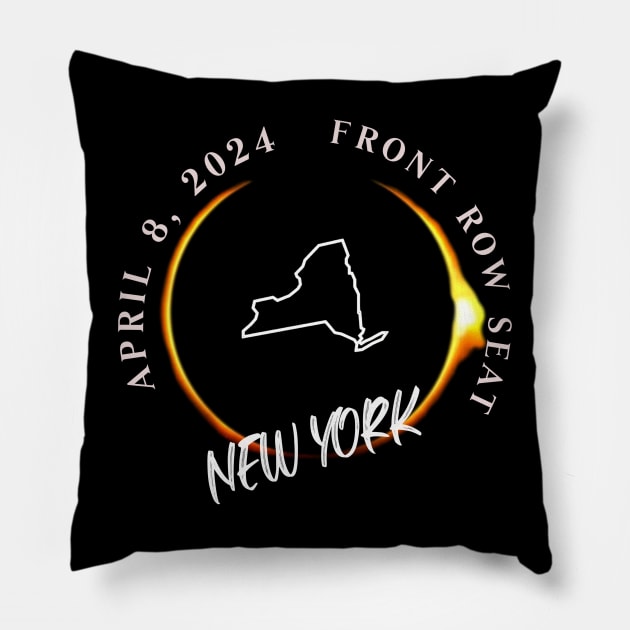 2024 New York Eclipse Front Row Seat To Total Darkness Pillow by SmoothVez Designs