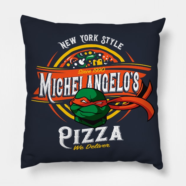 Michelangelo's New York Style Pizza Pillow by Alema Art