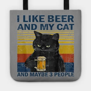 I like beer and my cat vintage Tote