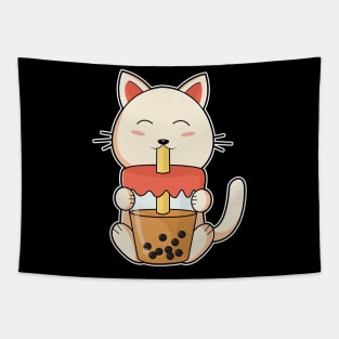 Cat & Drink with Drinking straw Tapestry