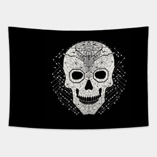 Circuit board skull Tapestry